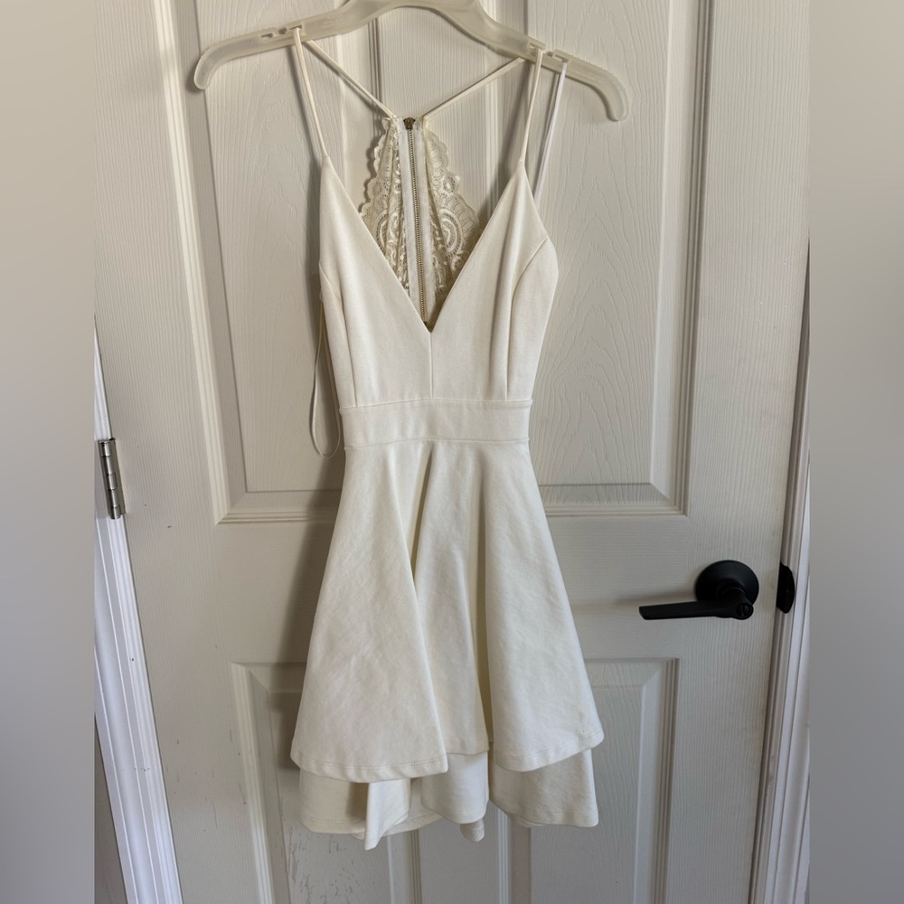 Windsor Ivory Backless Dress with Lace Accent
